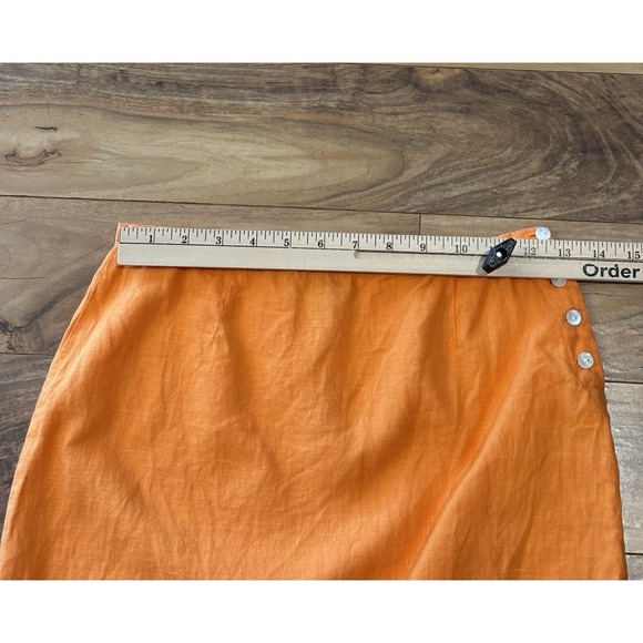 GAP Women's Size 1 Orange Linen Mini Skirt With Hem Ruffle & Buttons Preppy - Picture 6 of 7
